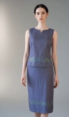 NAM of London Purple Sequin Sleeveless Top & Skirt Set UK 10 M Luxury Suit Good